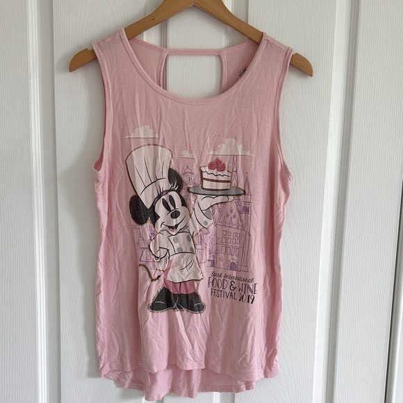 Disney Epcot Food and Wine Pink Minnie Mouse Tank Top - Picture 1 of 7